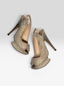 Nicholas Kirkwood Grey Python Sculptural Platform Slingback Heels - Pair Top Angle