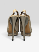 Nicholas Kirkwood Grey Python Sculptural Platform Slingback Heels - Pair Heel View