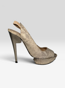 Nicholas Kirkwood Grey Python Sculptural Platform Slingback Heels - Individual Side Profile 1