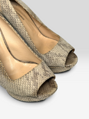 Nicholas Kirkwood Grey Python Sculptural Platform Slingback Heels - Python & Sculptural Platform Detail