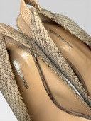 Nicholas Kirkwood Grey Python Sculptural Platform Slingback Heels - Insole Brand Detail